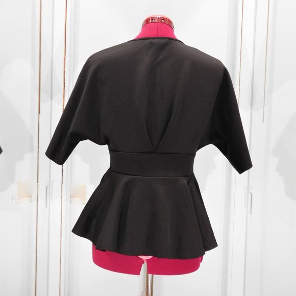 Shein Peplum Black Wrap Top - Picture 3 of 9